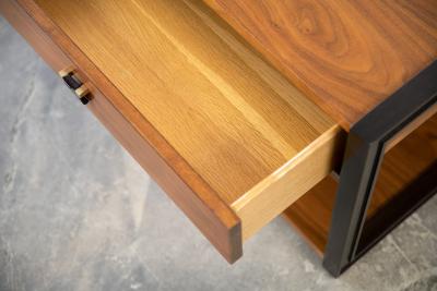  Dunbar Edward Wormley Nightstands for Dunbar in Walnut with Mahogany Frame Ebony Pulls