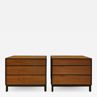  Dunbar Edward Wormley Pair of Bedside Tables Chests in Teak and Mahogany 1950s signed 