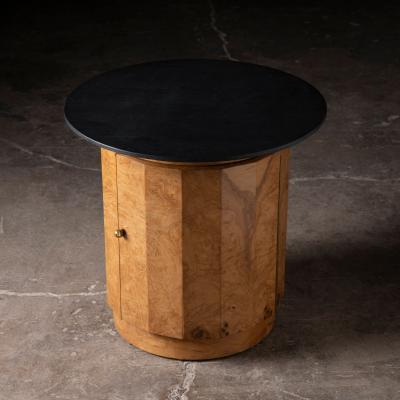  Dunbar Edward Wormley for Dunbar Model 6302E Olive Burl Pedestal Table with Dry Bar
