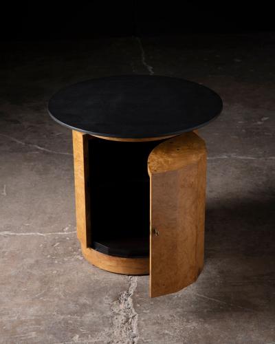  Dunbar Edward Wormley for Dunbar Model 6302E Olive Burl Pedestal Table with Dry Bar