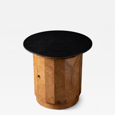  Dunbar Edward Wormley for Dunbar Model 6302E Olive Burl Pedestal Table with Dry Bar