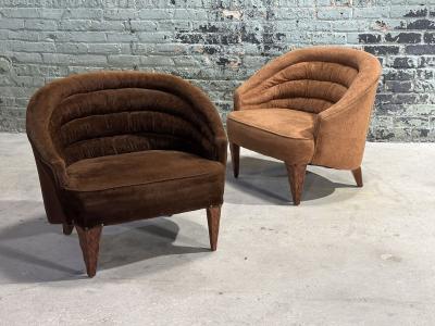  Dunbar Edward Wormley for Dunbar Pair Janus Lounge Chairs 1957