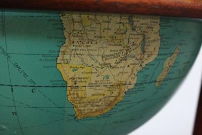  Dunbar Illuminated Glass World Globe on Mahogany Stand by Edward Wormley for Dunbar