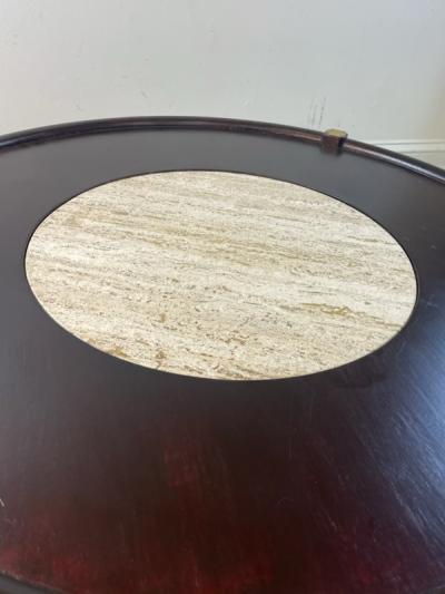  Dunbar MODERNIST TRAVERTINE BRASS AND WOOD COFFEE TABLE