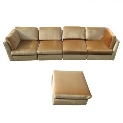 Dunbar Mid Century Low Profile Velvet Sectional Sofa