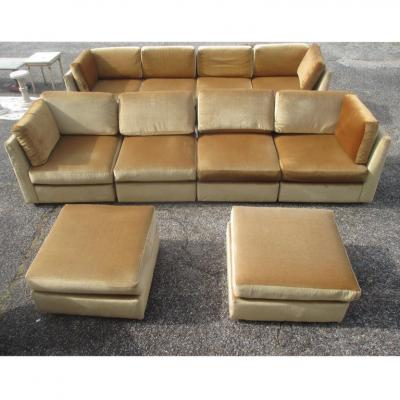  Dunbar Mid Century Low Profile Velvet Sectional Sofa