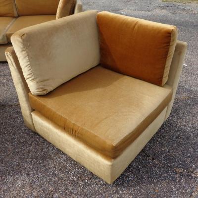  Dunbar Mid Century Low Profile Velvet Sectional Sofa