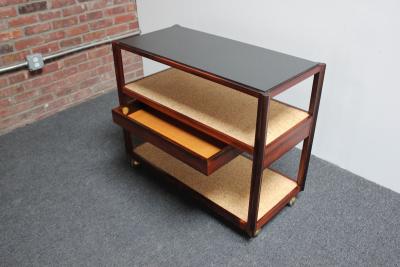  Dunbar Mid Century Modern Rosewood and Cork Bar Cart by Roger Sprunger for Dunbar