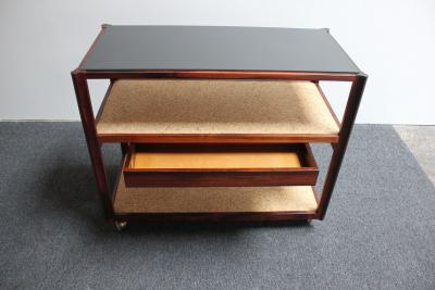  Dunbar Mid Century Modern Rosewood and Cork Bar Cart by Roger Sprunger for Dunbar