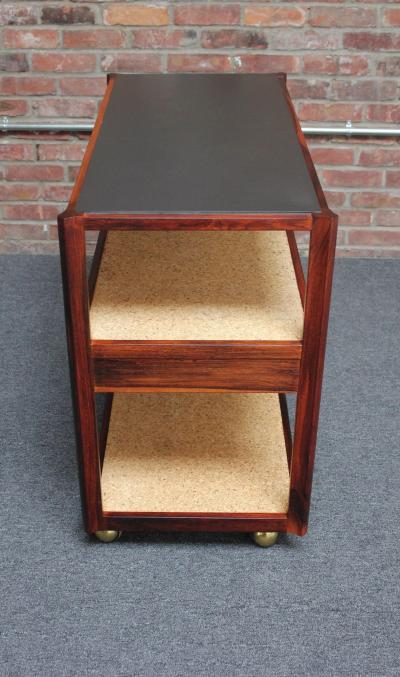  Dunbar Mid Century Modern Rosewood and Cork Bar Cart by Roger Sprunger for Dunbar