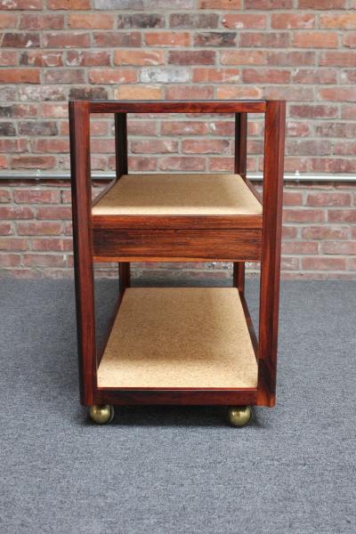  Dunbar Mid Century Modern Rosewood and Cork Bar Cart by Roger Sprunger for Dunbar