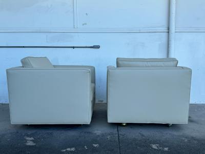  Dunbar Pair of New Reupholstered Dunbar Tuxedo Lounge Chairs in Ultra Fabric