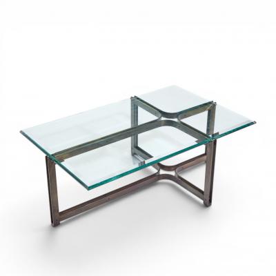  Dunbar Tom Lopinski for Dunbar Mid Century Bronze Rosewood and Glass Coffee Table
