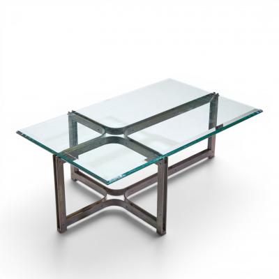  Dunbar Tom Lopinski for Dunbar Mid Century Bronze Rosewood and Glass Coffee Table