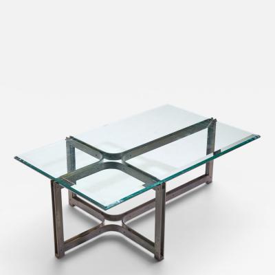  Dunbar Tom Lopinski for Dunbar Mid Century Bronze Rosewood and Glass Coffee Table