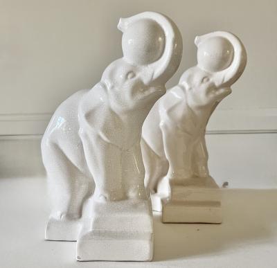  Duquenne French Art Deco Elephant Bookends signed Duquenne