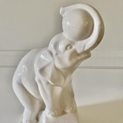  Duquenne French Art Deco Elephant Bookends signed Duquenne