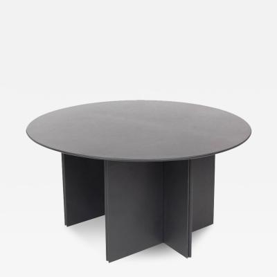  Durlet Round Dining Table in Black Leather for Durlet 1970s