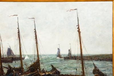  Dutch Herring Fleet Dockside Barbizon Painting by Robert Weir Allan R S A