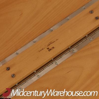  Dux Dux Mid Century Maria Swedish Elm Beech and Brass Expanding Dining Table