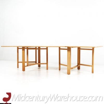  Dux Dux Mid Century Maria Swedish Elm Beech and Brass Expanding Dining Table