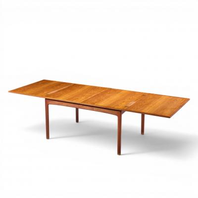  Dux Dux Mid Century Swedish Teak Flip Top Expanding Dining Table