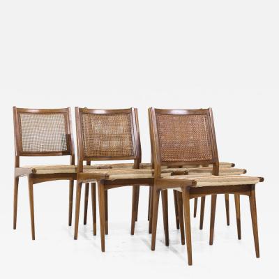  Dux Dux Mid Century Swedish Walnut and Cane Dining Chairs Set of 6