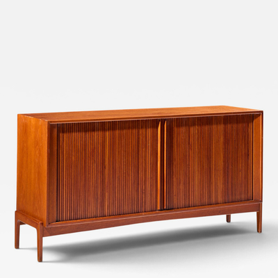  Dux Dux Style Mid Century Walnut Tambour Door Credenza