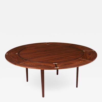 Dyrlund Danish Modern Flip Flap Expanding Rosewood Dining Table by Dyrlund