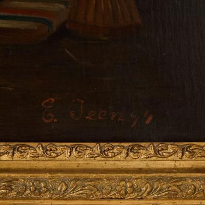  E Jeel Large antique Orientalist oil painting of a street scene by E Jeel