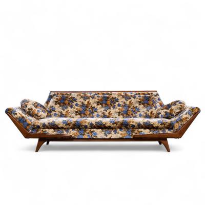  E L Rowe Sons Adrian Pearsall Style Rowe Mid Century Walnut Gondola Sofa