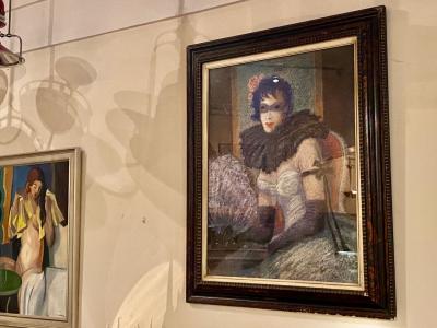  E Petit Artist E Petit Art Deco Woman in Costume Mask European Vintage