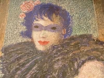  E Petit Artist E Petit Art Deco Woman in Costume Mask European Vintage