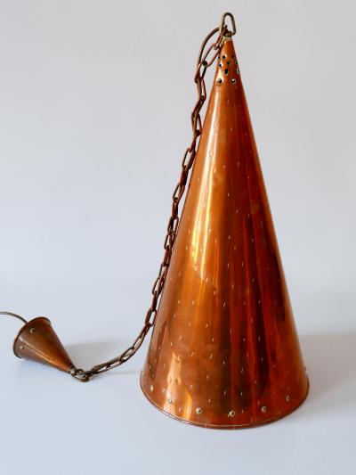  E S Horn Aalestrup XL Mid Century Modern Copper Pendant Lamp by E S Horn Aalestrup Denmark 1950s
