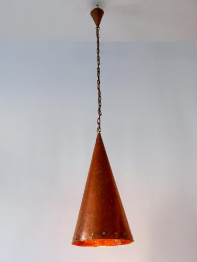  E S Horn Aalestrup XL Mid Century Modern Copper Pendant Lamp by E S Horn Aalestrup Denmark 1950s