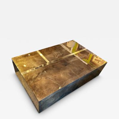  EJ Victor Modern Ej Victor Rivoli Goatskin Metal Designer Cocktail Coffee Table