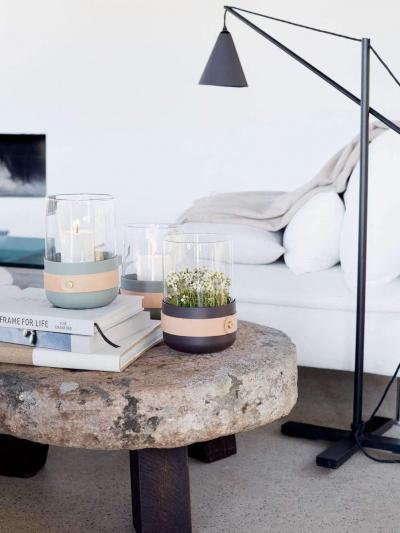  ELDVARM EMMA CANDLE HOLDER IN GLASS AND STEEL