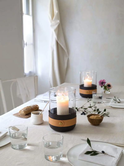  ELDVARM EMMA CANDLE HOLDER IN GLASS AND STEEL