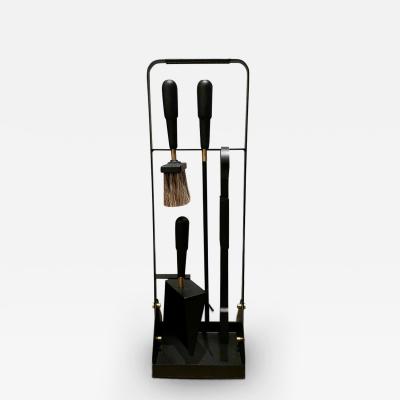  ELDVARM EMMA FIREPLACE TOOL SET WITH BRASS DETAILS IN BLACK