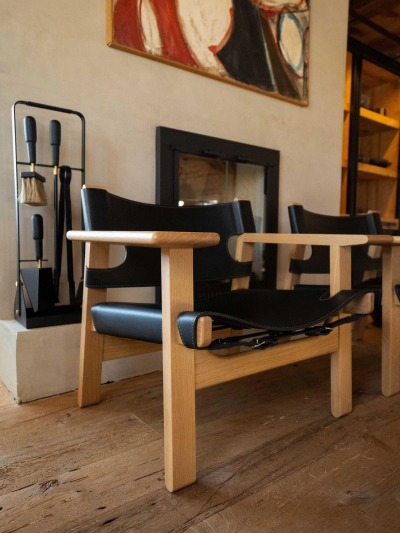  ELDVARM EMMA FIREPLACE TOOL SET WITH BRASS DETAILS IN BLACK