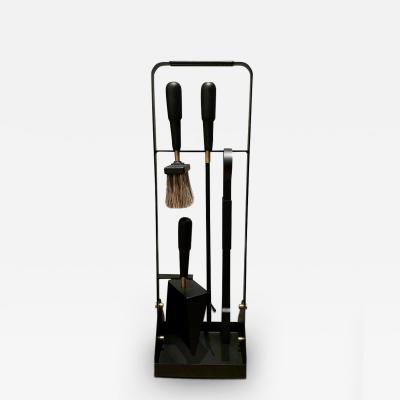  ELDVARM EMMA FIREPLACE TOOL SET WITH BRASS DETAILS IN BLACK