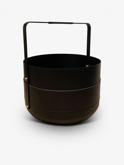  ELDVARM EMMA FIREWOOD BASKET IN NOIR WITH BRASS DETAILS
