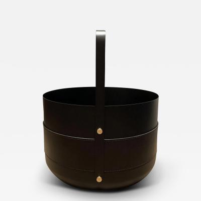  ELDVARM EMMA FIREWOOD BASKET IN NOIR WITH BRASS DETAILS