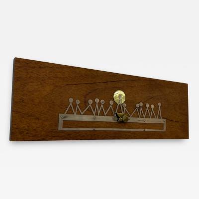  EMAUS EMAUS Abstract Last Supper Mahogany Silver Brass Wall Plaque 1970s Mexico