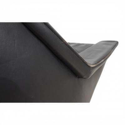  ESA Denmark ESA 802 Black Leather Lounge Chair by Werner Langenfeld 1970
