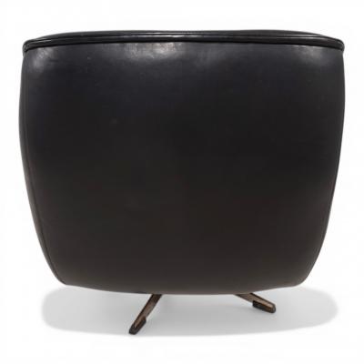  ESA Denmark ESA 802 Black Leather Lounge Chair by Werner Langenfeld 1970