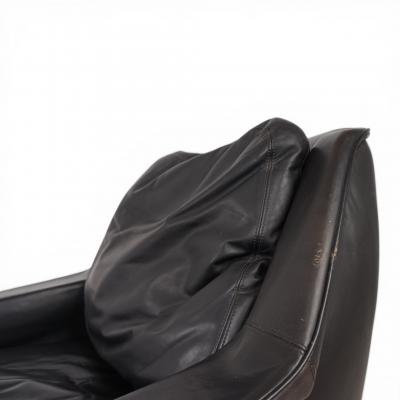 ESA Denmark ESA 802 Black Leather Lounge Chair by Werner Langenfeld 1970