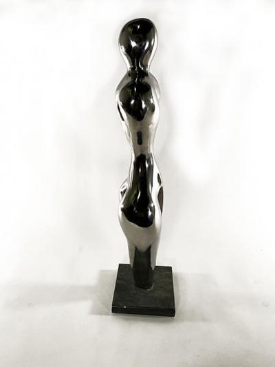  EVELYNE BRADER FRANK Angel Swiss Modern Stainless Steel On Marble Sculpture Evelyne Brader Frank