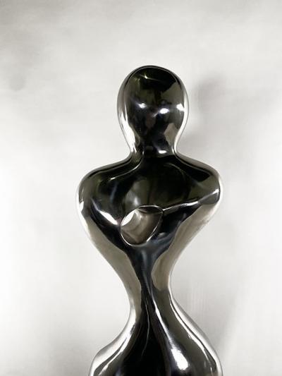  EVELYNE BRADER FRANK Angel Swiss Modern Stainless Steel On Marble Sculpture Evelyne Brader Frank