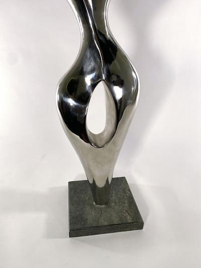  EVELYNE BRADER FRANK Angel Swiss Modern Stainless Steel On Marble Sculpture Evelyne Brader Frank